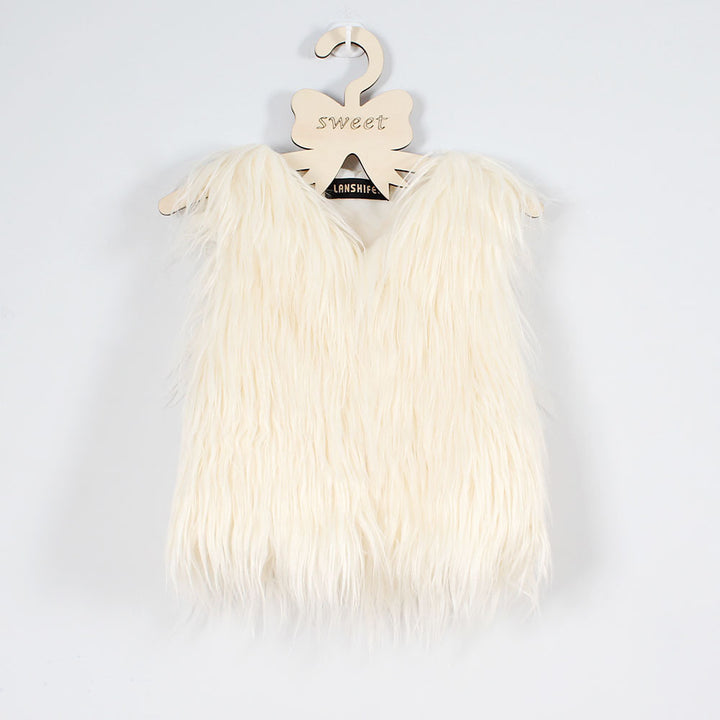 Ladies Faux Fur Soft Gilet with Stand-up Collar Lune London