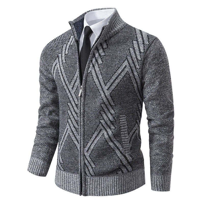 Men's knit jacket with modern geometric patterns Lune London