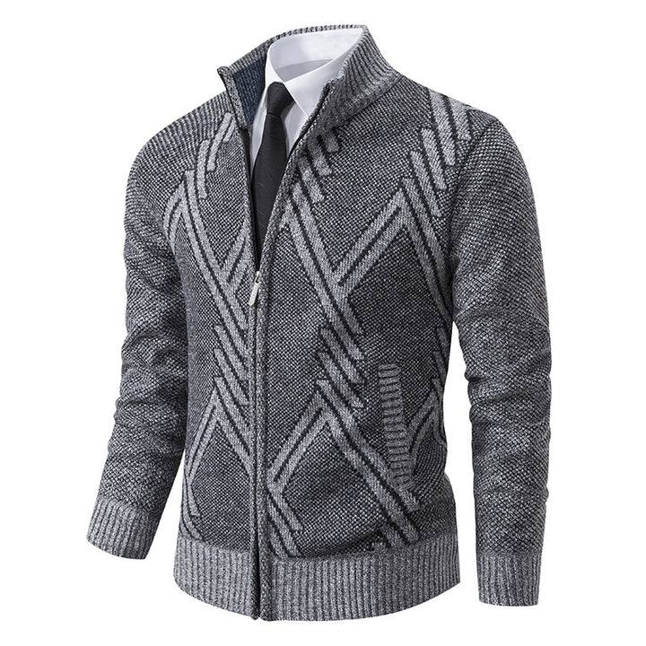 Men's knit jacket with modern geometric patterns Lune London