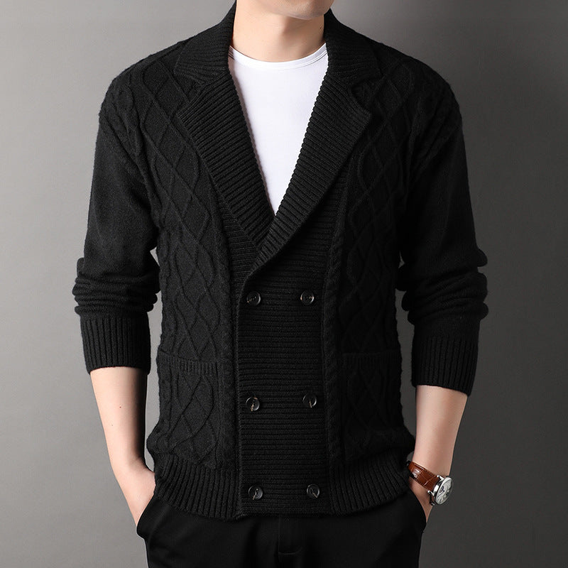 Men's knitted jacket with double flap Lune London