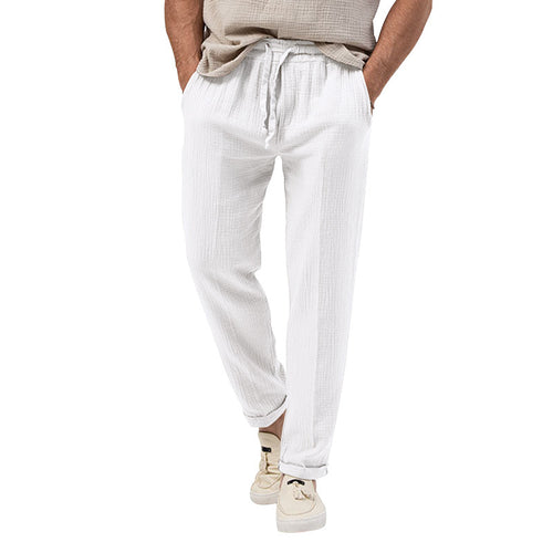 Casual linen pants for men with elastic waist and side pockets Lune London