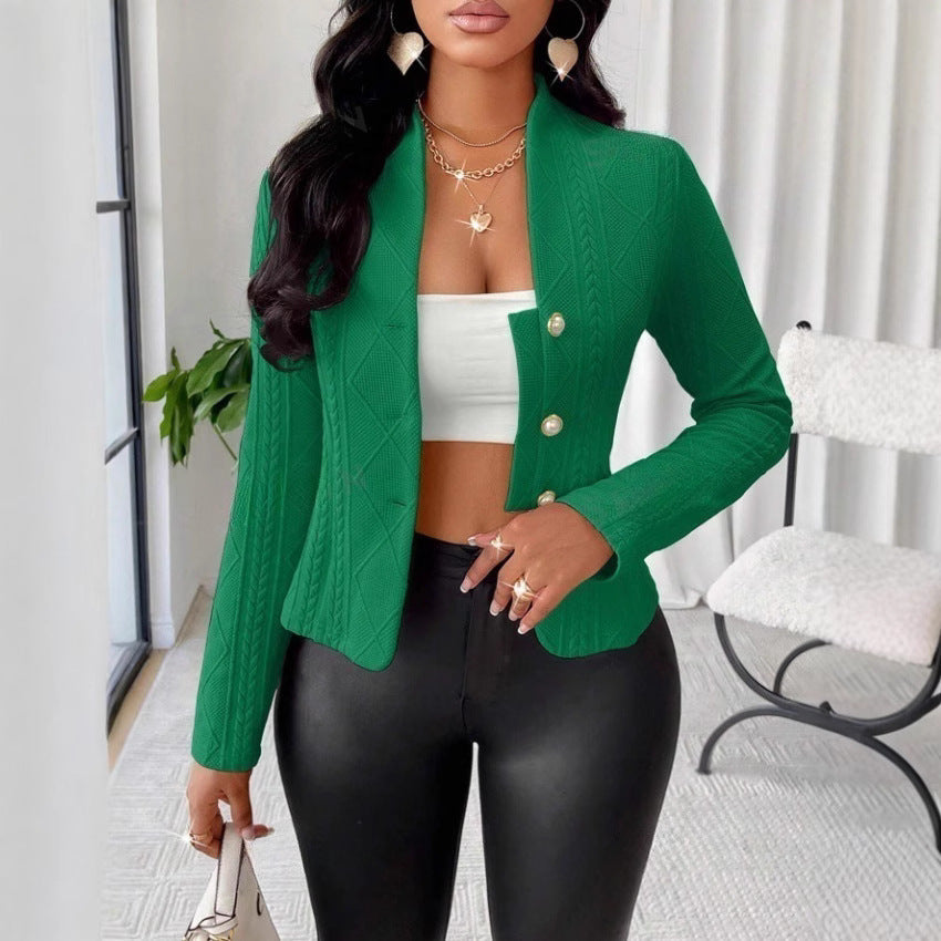 Fashion jacket for women with textured design and shiny buttons Lune London