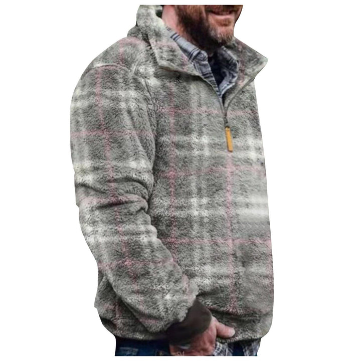 Men's sweater jacket with a colorful geometric design and a practical chest pocket Lune London