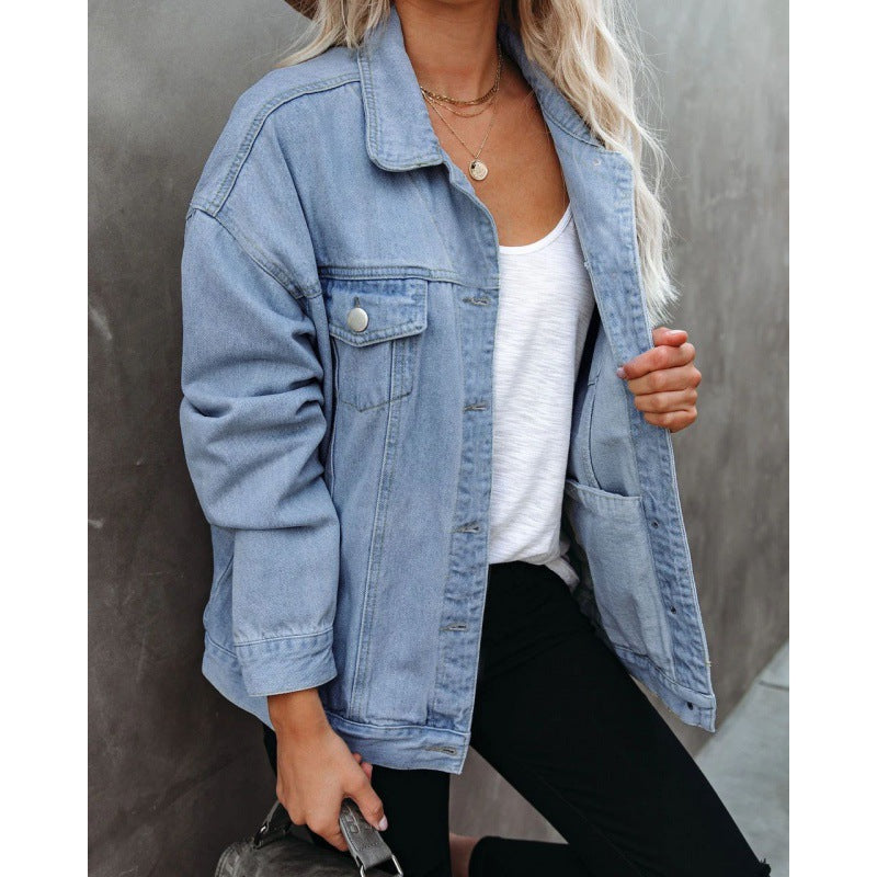 Veste en denim surdimensionnée pour femmes avec poches poitrine pratiques Chic & Stil