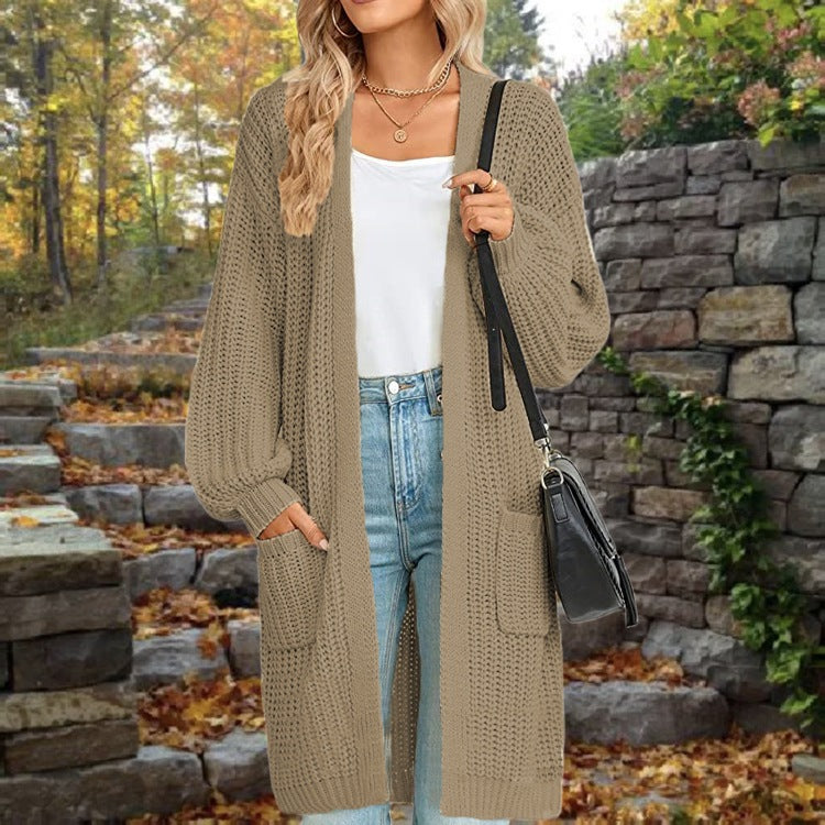 Fashionable Knit Jacket for Women with Wide Sleeves and Practical Pockets Lune London