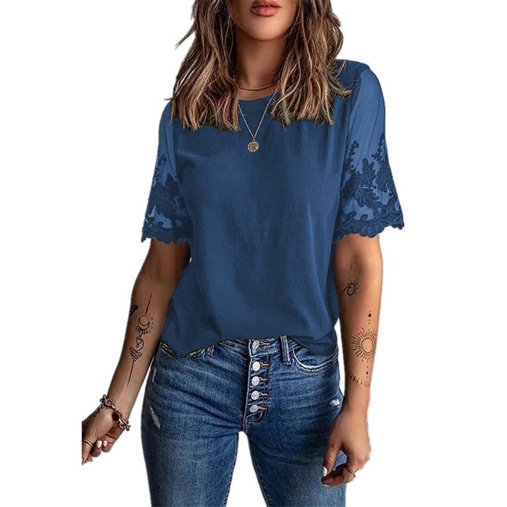 Ladies elegant T-shirt with lace on the sleeves Lune London