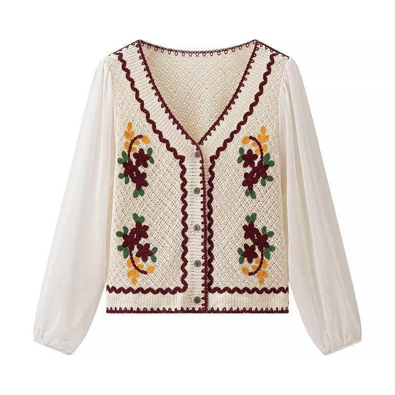 Blouse élégante pour femmes brodée avec des manches de défense aérienne Chic & Stil