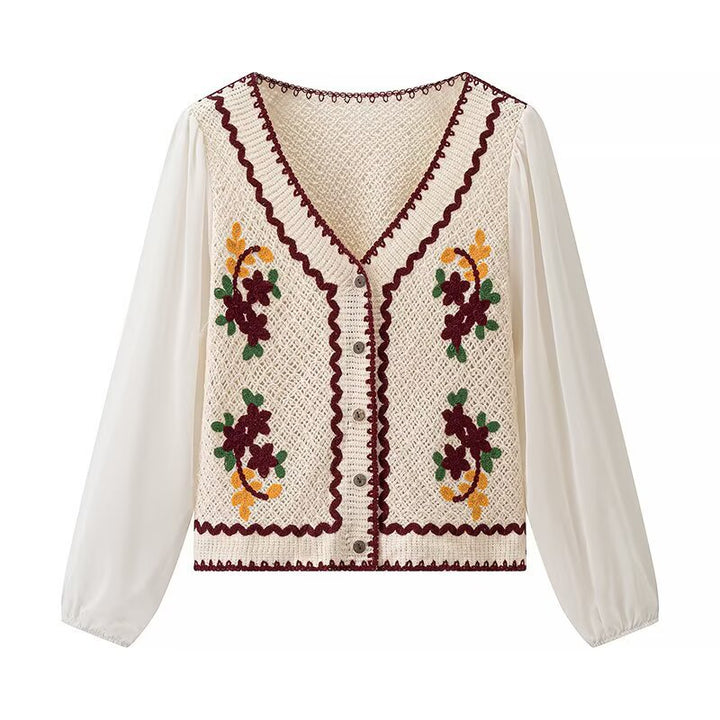 Blouse élégante pour femmes brodée avec des manches de défense aérienne Chic & Stil