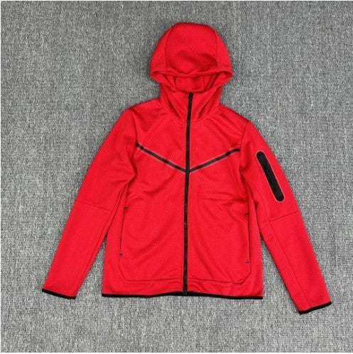 Sporty fleece jacket for men with adjustable hood and functional zip pockets Lune London