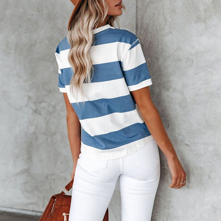 Women Striped Cotton Leisure T-Shirt Lune London