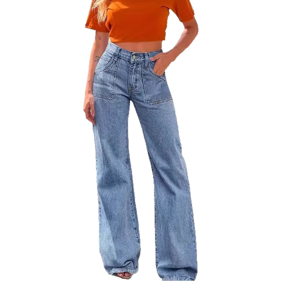 Women's wide-cut jeans with frayed hem Lune London