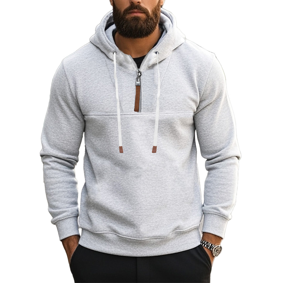 Sporty hooded sweatshirt for men with half-zip Lune London