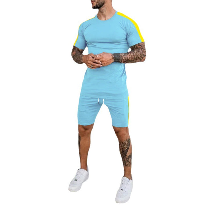 Men's sports set with short sleeves and shorts with contrasting details Lune London