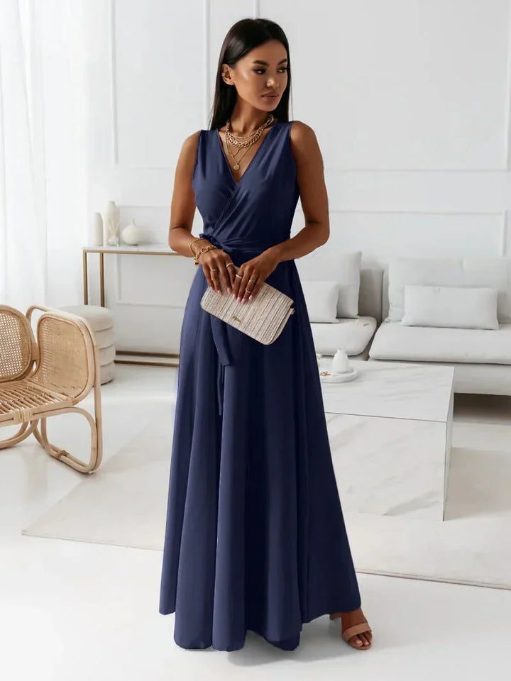 Lune London | Women Solid Color V-Neck Long Dress