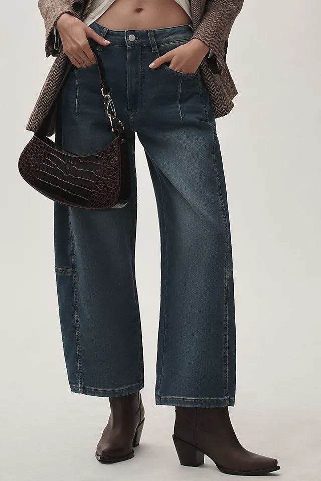 Women's wide denim pants in a modern cut with a high waistband Lune London