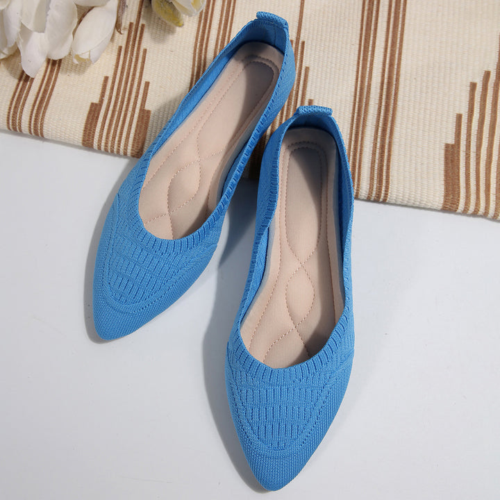 Women pointed toe ballet flats in structured knit Lune London