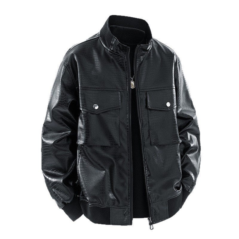 Casual pilot jacket for men in shiny faux leather Lune London