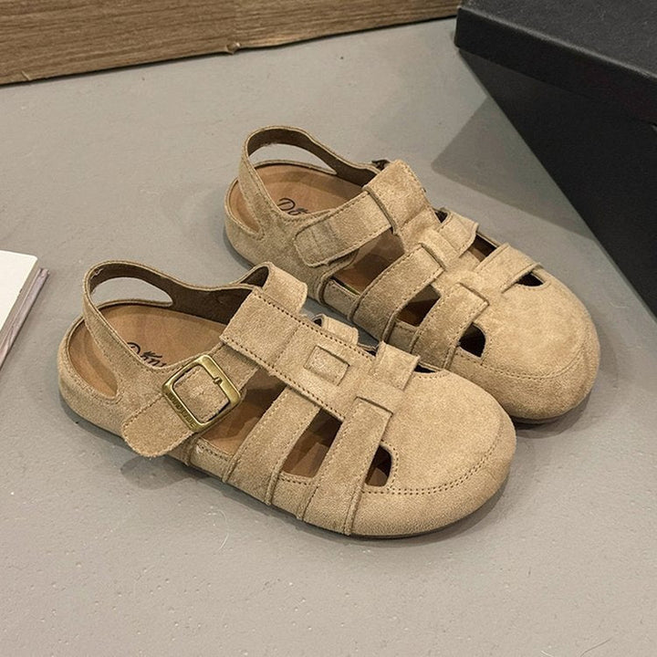 Women's Strappy Sandals Made of Soft Suede with Adjustable Strap Design and Non-Slip Sole Lune London