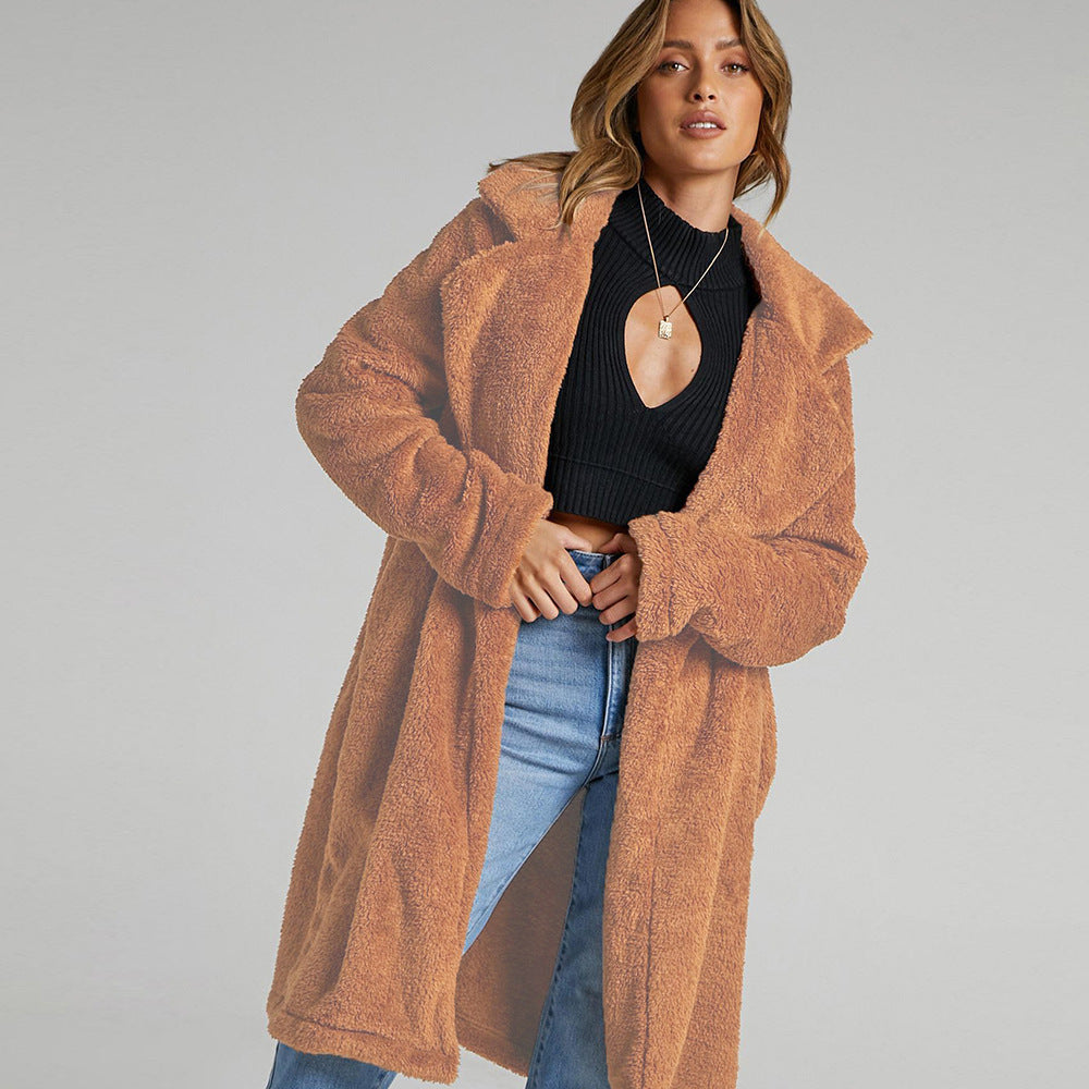 Ladies Long, soft Teddy coat with Lune London revers