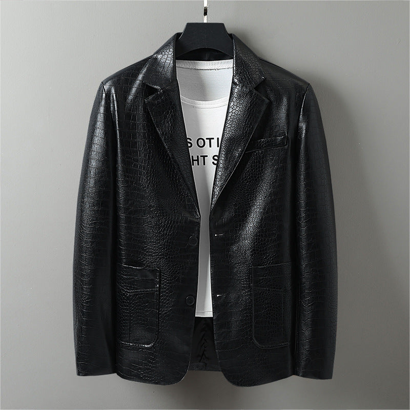 Trendy synthetic leather blazer for women Lune London
