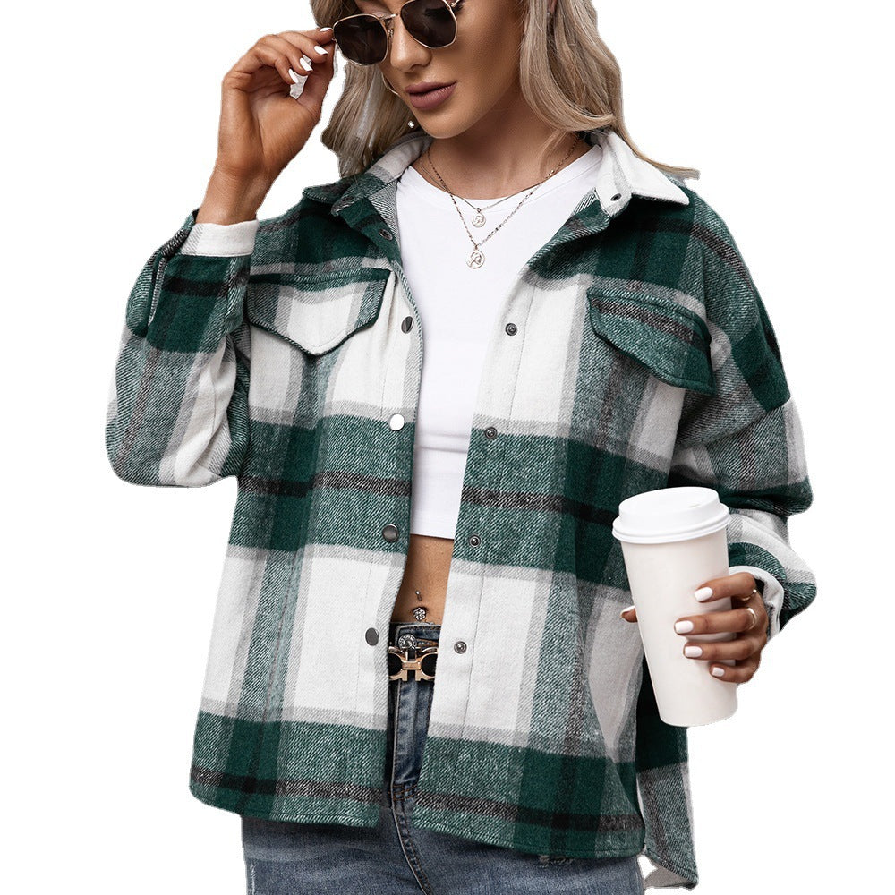 Plaid overshirt for women casual fit Lune London