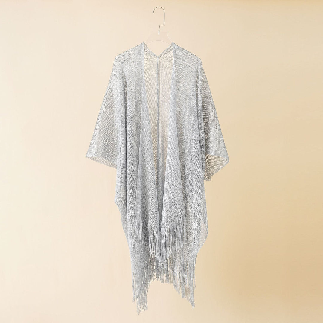 Women's Fringe Kimono Made of Transparent, Airy Structure Chic und Stil