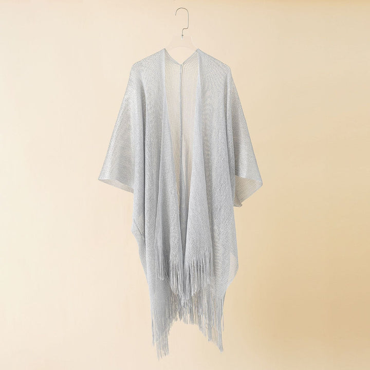 Women's Fringe Kimono Made of Transparent, Airy Structure Chic und Stil