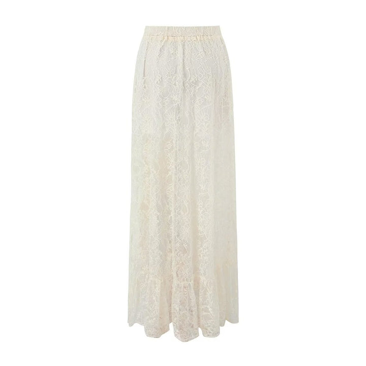 Maxi skirt for women with a delicate lace design and a seductive slit Lune London