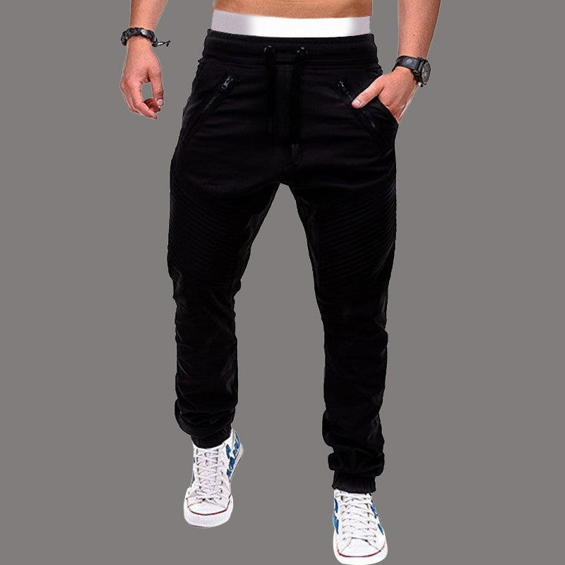 Men's cargo pants with zipper pockets and ribbed knit details Lune London