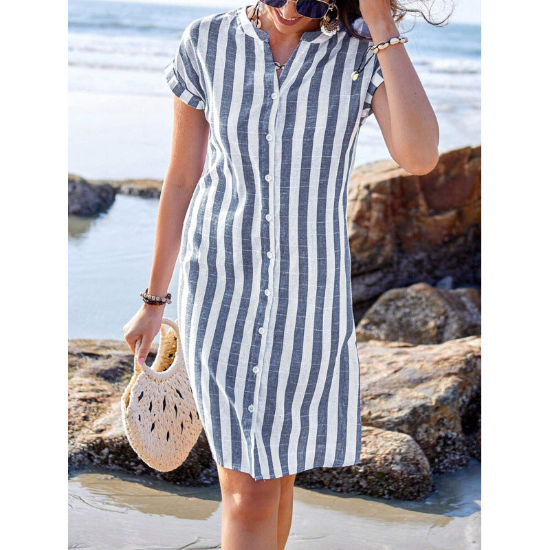 Striped shirt dress for women in light linen fabric Lune London