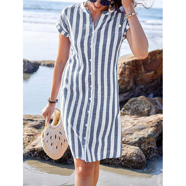 Striped shirt dress for women in light linen fabric Lune London
