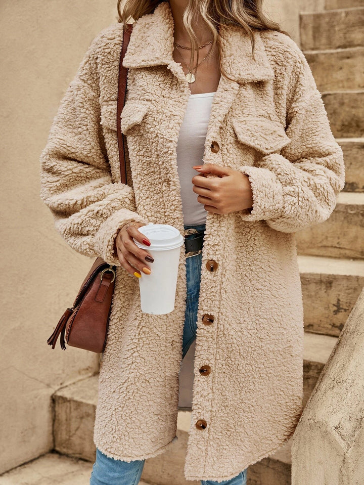 Lune London | Coat - Over Size - Soft Sherpa - Button Closure - Chest Pockets