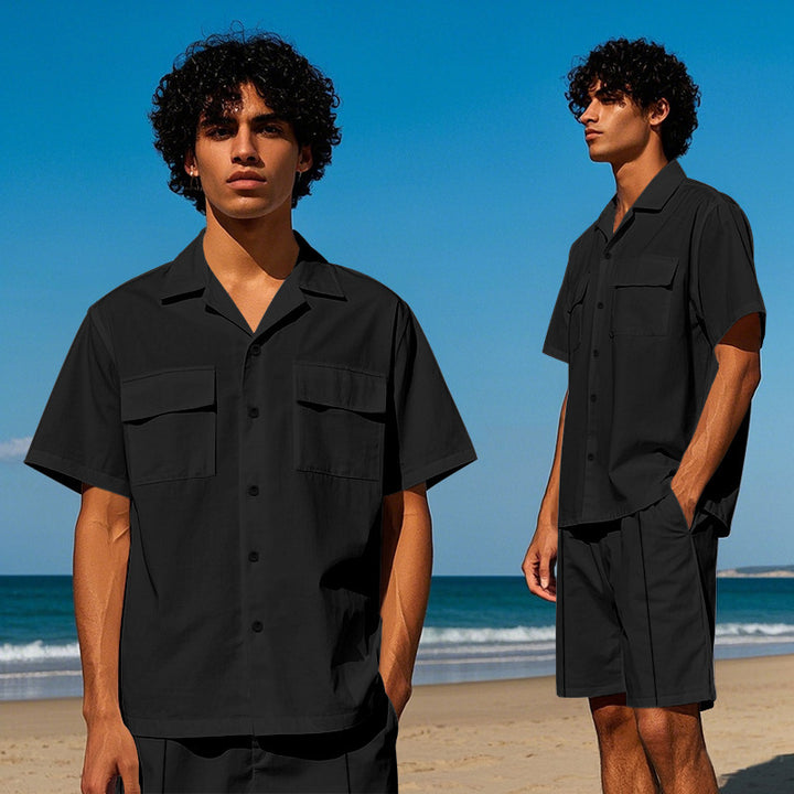 Men's casual short sleeve shirt and chic shorts