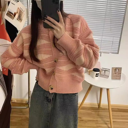 Trendy striped look women's knit jacket Lune London