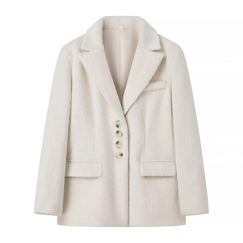 Blazer teddy féminin à la mode avec boutonnière élégante Chic & Stil