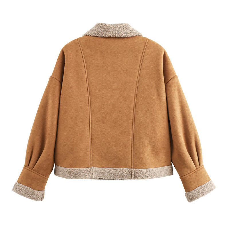 Ladies faux fur jacket with elegant shawl collar Lune London