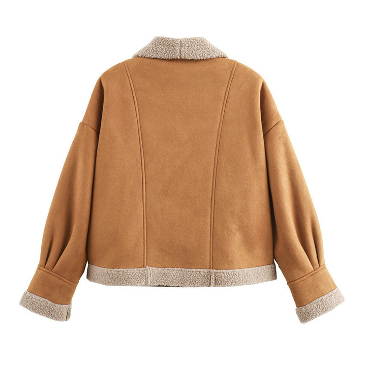 Ladies faux fur jacket with elegant shawl collar Lune London