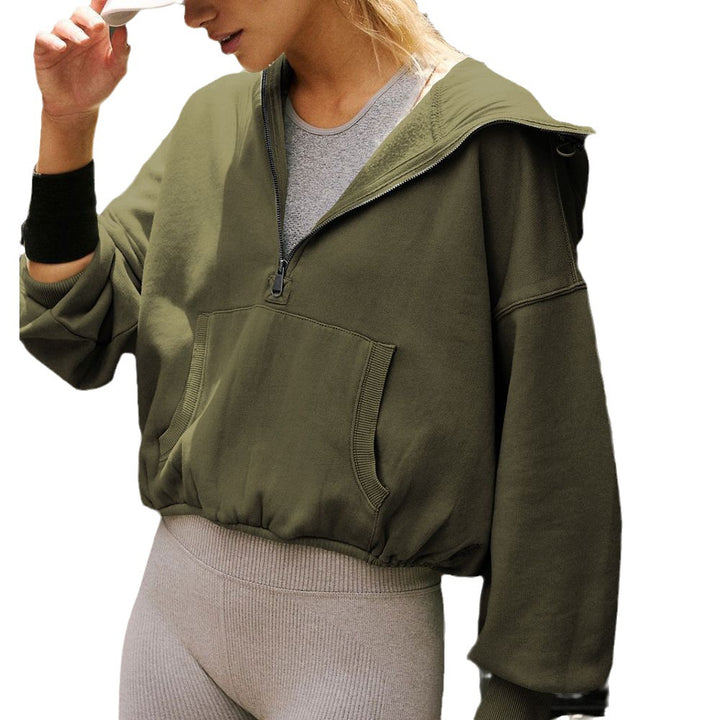 Ladies Zip Hooded Sweatshirt Sporty with Chic Casual Cut and Style