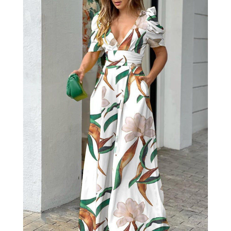 Tropical Floral Printed Maxi Dress Women Chic and Style