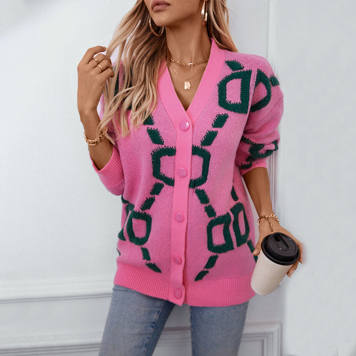Ladies oversized knitted jacket with a striking design and buttons Lune London