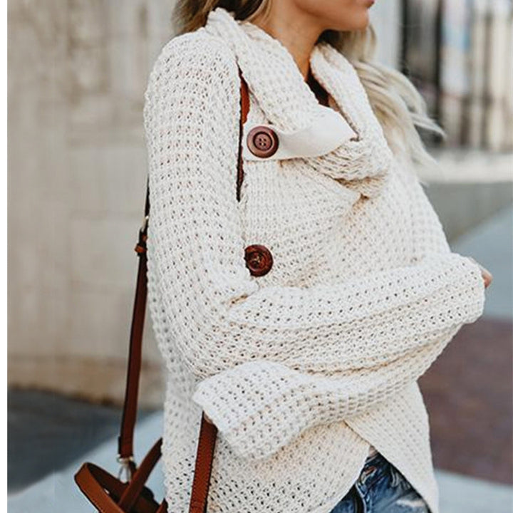 Women's knit jacket with asymmetrical closure and comfortable collar Lune London