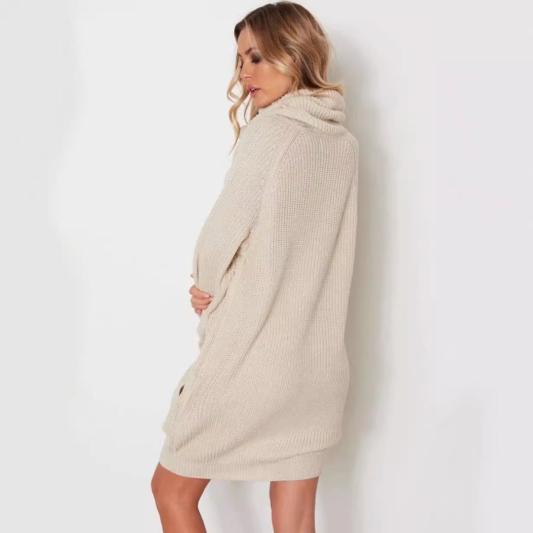 Knit dress for women with large collar Lune London