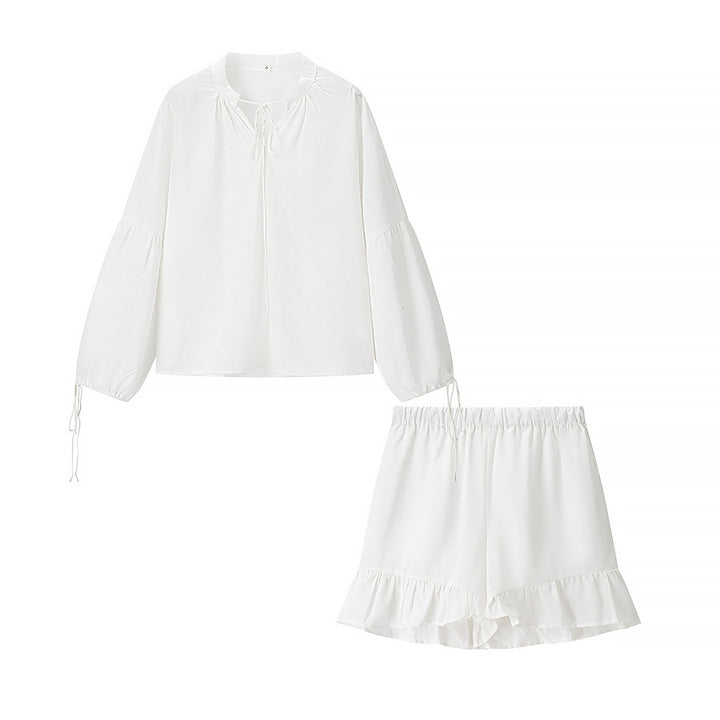 Women’s blouse set with an elegant ruffled hem and a relaxed fit Lune London