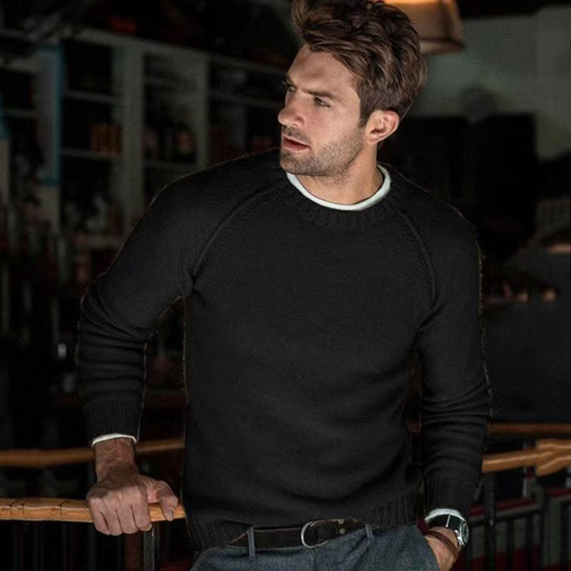 Crew neck pullover for men in fine knit Lune London