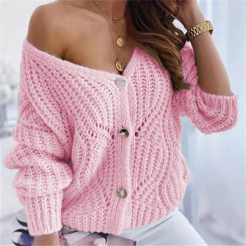Cardigan en tricot épais pour femmes avec un design ouvert avantageux et des détails de boutons décoratifs Chic & Stil
