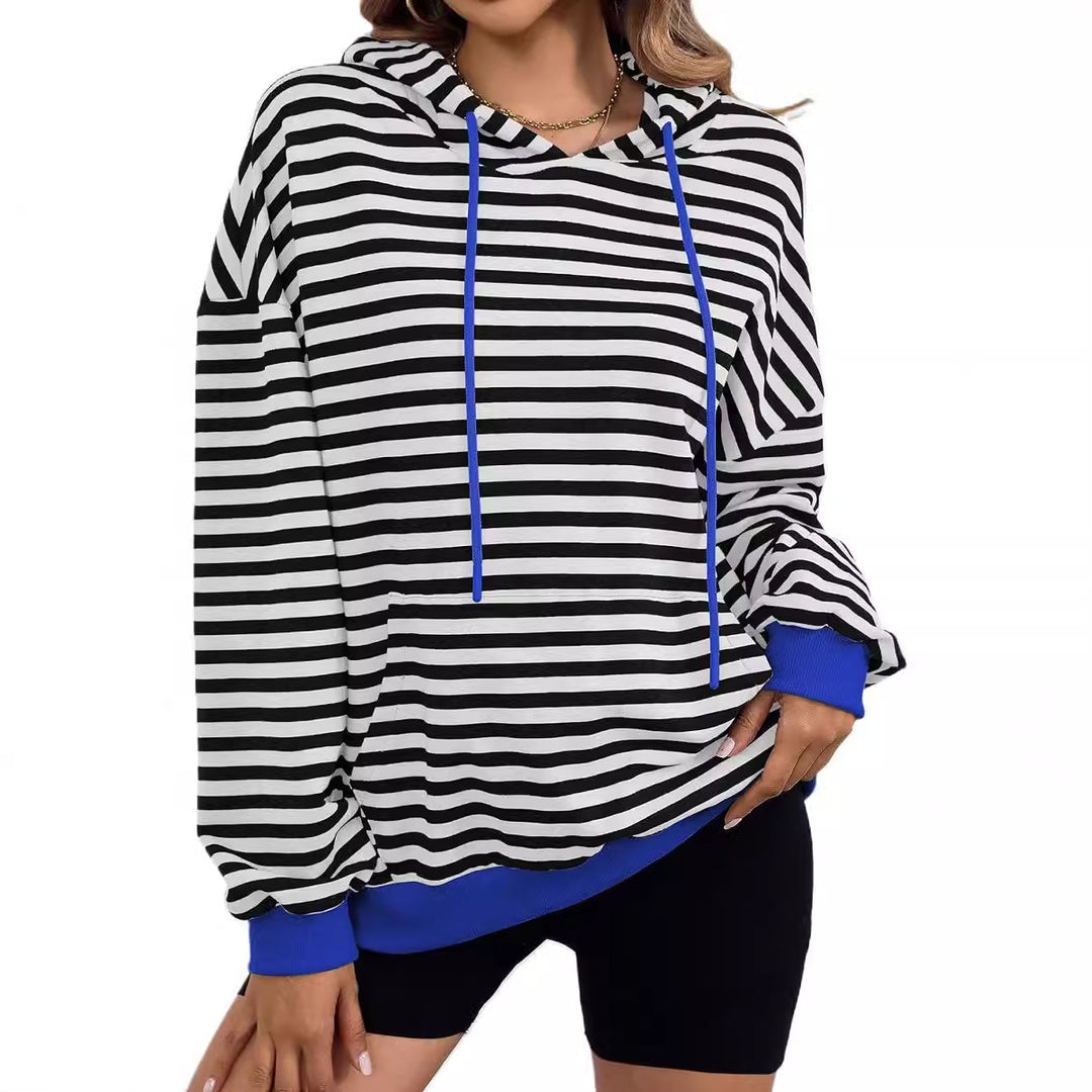 Casual hoodie for ladies with colorful striped pattern Lune London