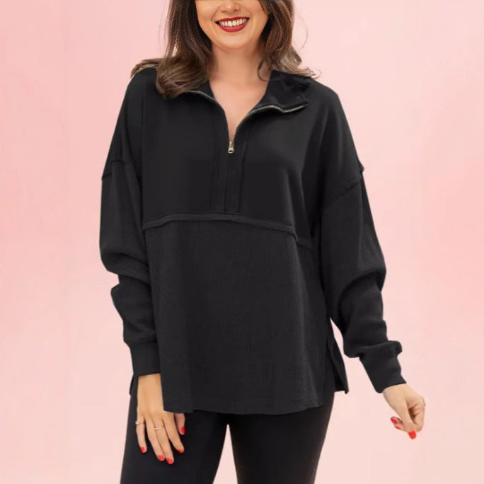 Pull décontracté pour femmes avec fermeture éclair et coupe décontractée Chic & Stil