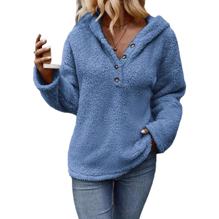 Ladies comfortable pullover and fleece with button placket Lune London