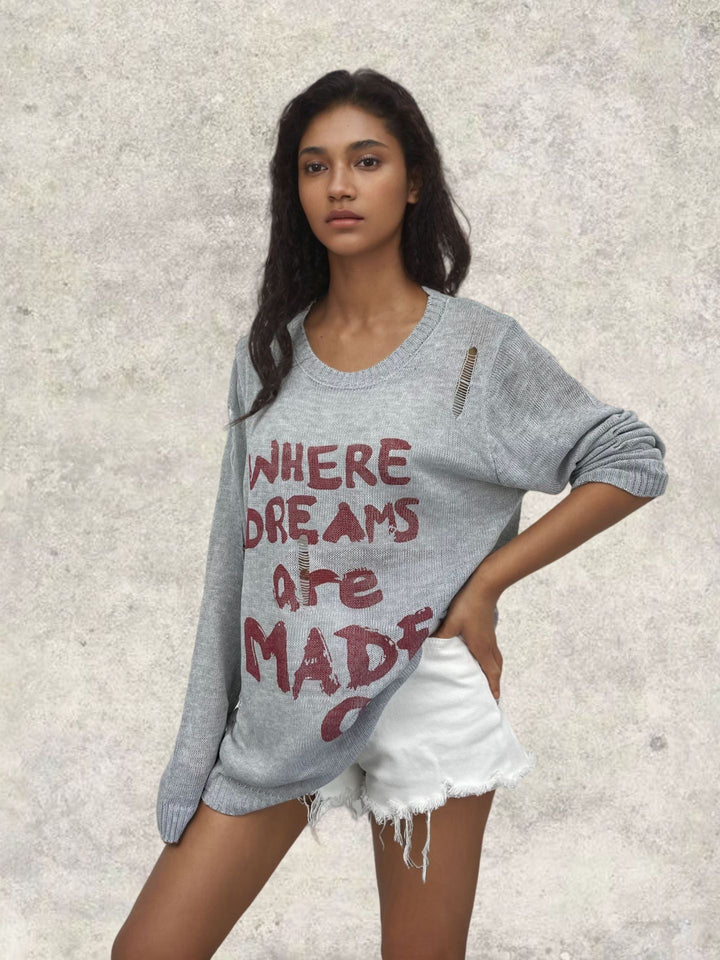 Oversized sweater for women with creative inscriptions and refined details Lune London