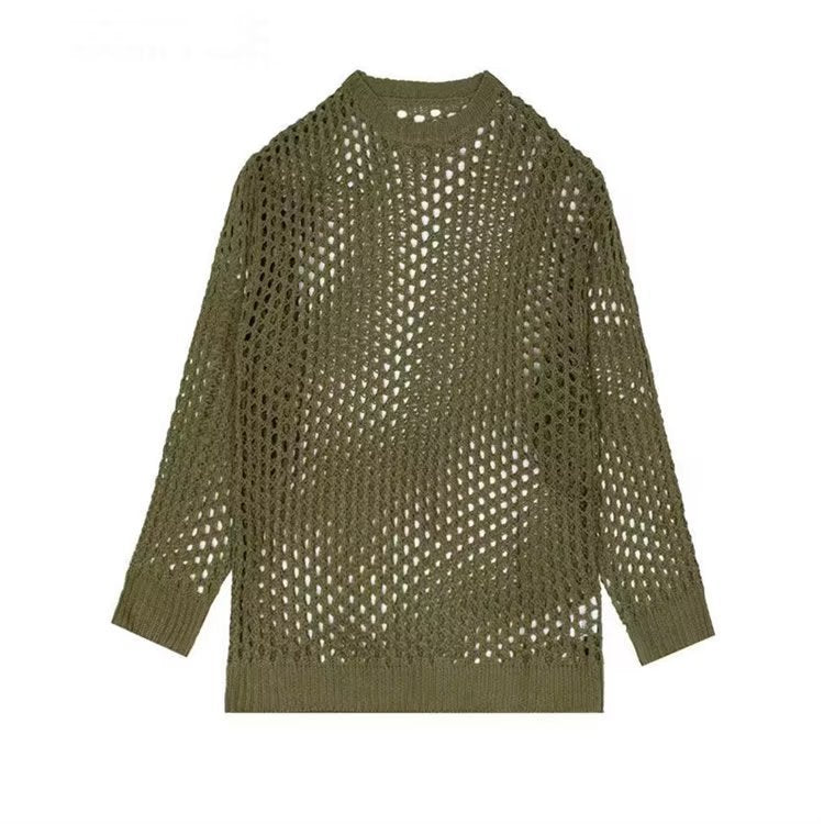 Lightweight knitted sweater for women with openwork pattern and loose fit Lune London